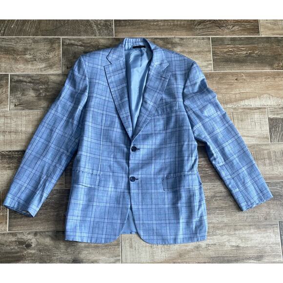$7895 NWT Brioni Blue Cashmere Blend Plaid 2-Button Sport Coat Size 40/50 R